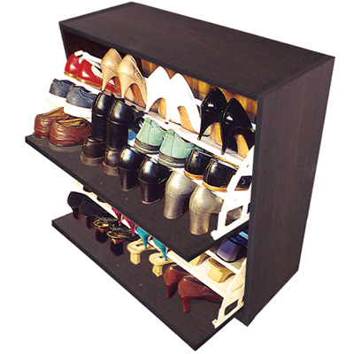 Mupro Closets y Cocinas Integrales  Zapatera para 24 pares de zapatos y  cajón (color wengue)